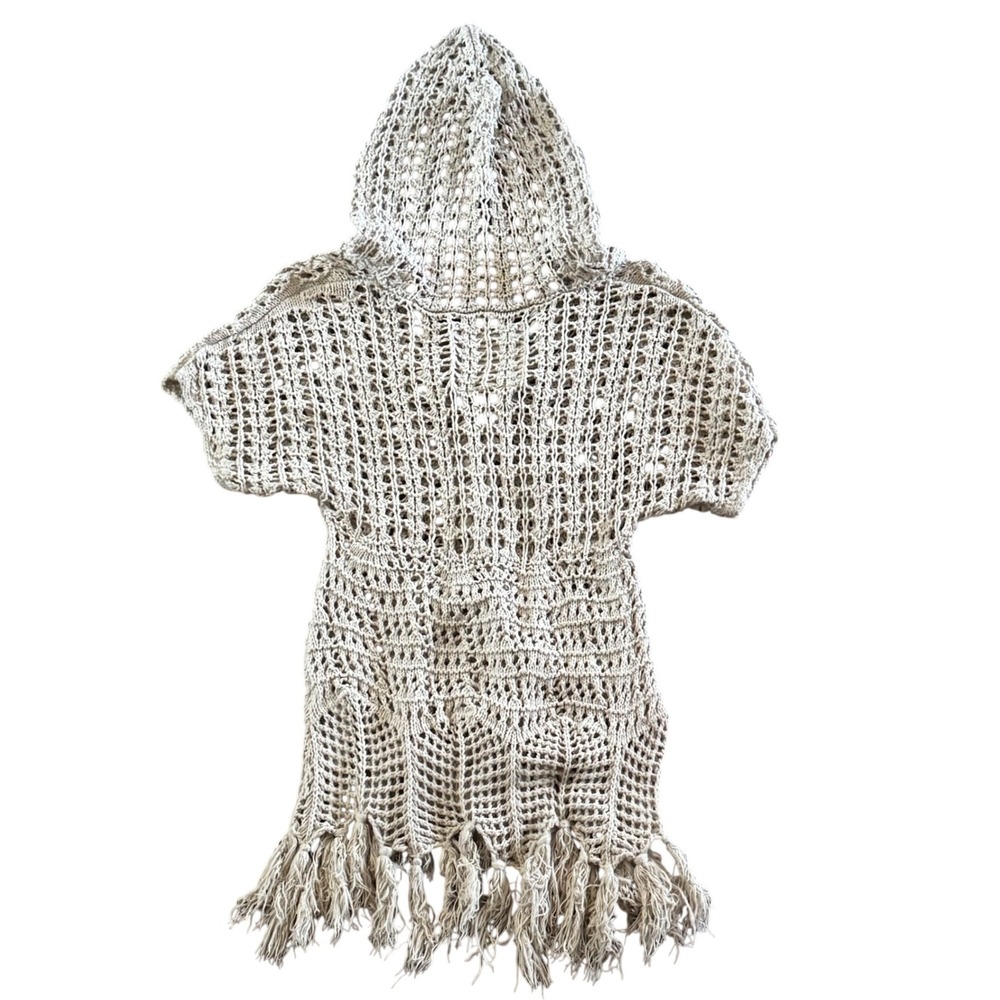 Vintage Y2K Style Hollister Crochet Hooded Fringe Knit Top XS Beach‎ Preppy Boho - Picture 3 of 9
